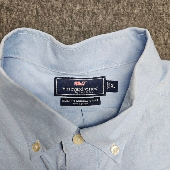 Vineyard Vines Slim Fit Murray Shirt XL Mens Blue Lacrosse Embroidered Oxford - Picture 4 of 7